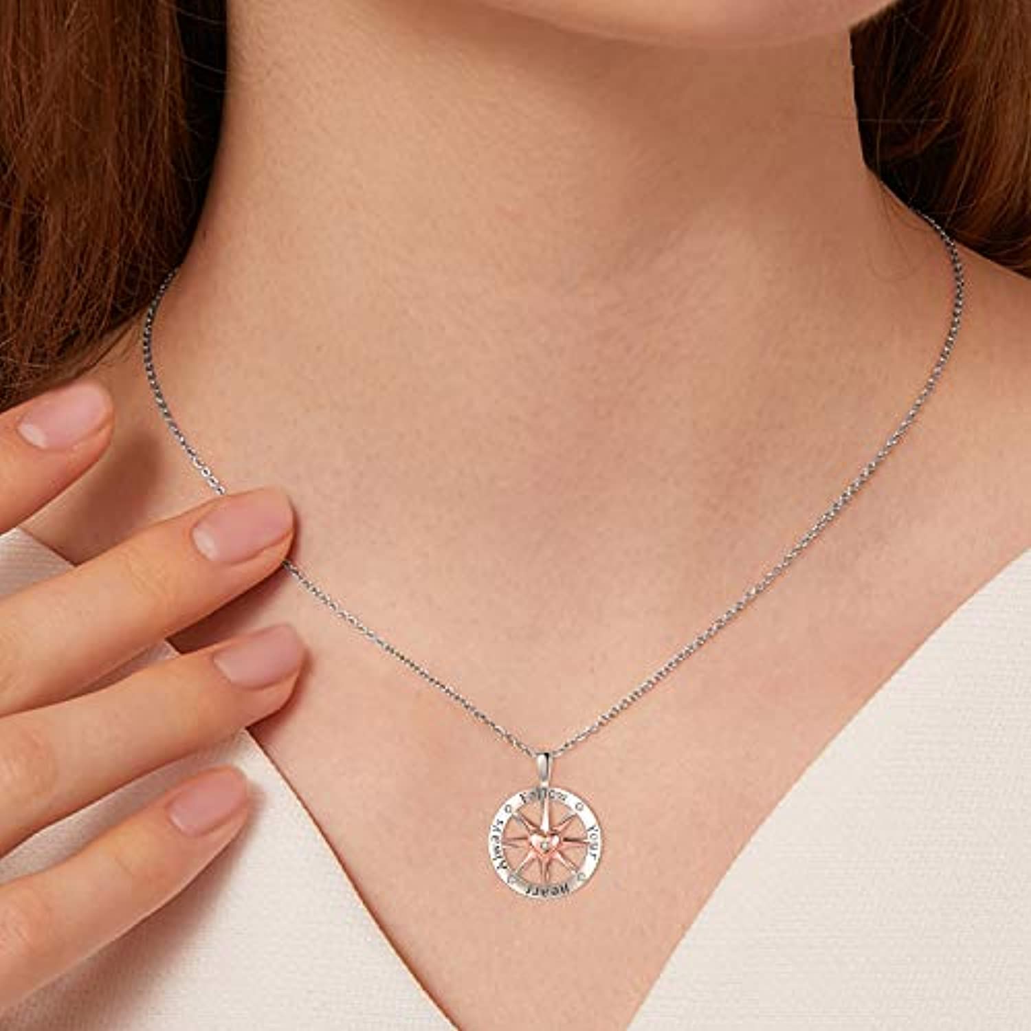 Mother & Daughter Necklace, Multiple Styles, Compass / Rose Gold