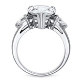 Rhodium Plated Sterling Silver Pear Cut Cubic Zirconia CZ Statement 3-Stone Anniversary Engagement Ring