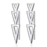 925 Sterling Silver Overlapping Triangles Stud Earrings Geometry Hypoallergenic Earrings Jewelry for Women and Girls