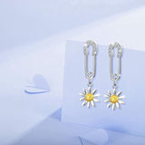 Daisy Flower Earrings for Women,Sterling Silver Cute Flower Paperclip Dangle Drop Earrings Gift for Women Teen Daughter