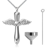 925 Sterling SilverAngel Wings Urn Pendant Memorial Necklace - Ashes Keepsake Cremation Jewelry