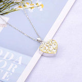 S925 Sterling Silver Cremation Jewelry for Ashes Memorial Gold Tree of Life Keepsake Heart Urn Necklace for Women