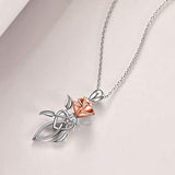 Rose Flower Necklace Sterling Silver Irish Celtic Knot Rose Gold I Love You Forever Rose Heart Jewelry Lucky Gifts for Women Her