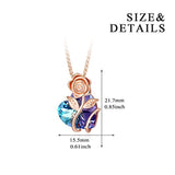 Heart Rose Flower Necklace Sterling Silver Rose Gold-plated Necklace, Crystal , Anniversary Birthday Jewelry Gifts for Women