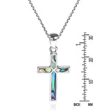 Cross of Faith Inlaid Abalone Shell 925 Sterling Silver Pendant Necklace