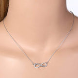 925 Sterling Silver CZ You and Me Letter Figure 8 Infinity Pendant Necklace