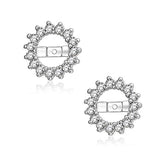 Cubic Zirconia CZ Round Halo Earrings Jackets For Studs 925 Sterling Silver For Women Jacket