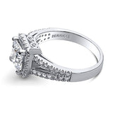 Rhodium Plated Sterling Silver Princess Cut Cubic Zirconia CZ Halo Promise Engagement Split Shank Ring