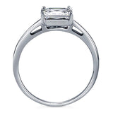 Rhodium Plated Sterling Silver Princess Cut Cubic Zirconia CZ Solitaire Promise Engagement Ring