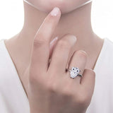 Rhodium Plated Sterling Silver Cubic Zirconia CZ Owl Fashion Right Hand Ring - Halloween Jewelry