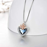 Cremation Jewelry 925 Sterling Silver Heart Flower  Urn Necklace for Ashes, Cremation Keepsake Necklace with Crystal, Women Memorial Jewelry