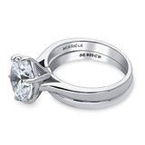 Rhodium Plated Sterling Silver Round Cubic Zirconia CZ Solitaire Engagement Wedding Ring Set