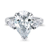 Rhodium Plated Sterling Silver Pear Cut Cubic Zirconia CZ Statement 3-Stone Anniversary Engagement Ring