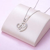 S925 Sterling Silver MOM Heart Pendant Necklace Mom's Birthday Gift