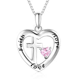 Cross in Heart Faith Hope Love Pendant Necklace