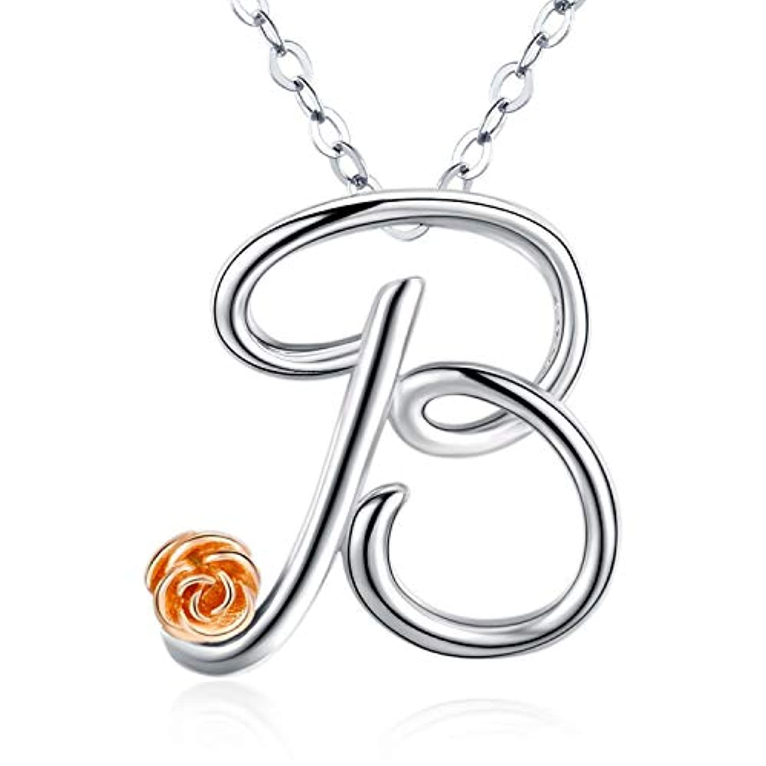Letter B Pendant Necklace in Silver