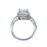 3CT Square Cushion Cut AAA CZ Cubic Zirconia Halo Statement Engagement Ring Thin Pave Band 925 Sterling Silver