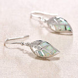 925 Sterling Silver Leaf Dangle Drop Earrings Created Opal Drop  Earrings with  Cubic Zirconia  Fine Jewelry for Women Girls