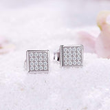 14K White Gold CZ Stud Earrings for Women