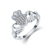 925 Sterling Silver Cubic Zirconia Claddagh Ring