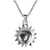 925 Sterling Silver Glinting Celestial Sun and Moon Pendant Necklace