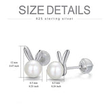 6-7mm Freshwater Pearl Rabbit Earrings for Women 925 Sterling Silver Bunny Button Stud Earrings Jewelry Gifts for Teen Girls Birthday