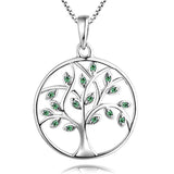 Tree Necklace 925 Sterling Silver Tree of Life Pendant Gemstone White Gold Plated Jewelry