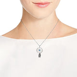 Round Dreamcatcher Turquoise Bead 925 Sterling Silver Pendant Necklace
