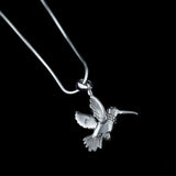 925 Sterling Silver Beautiful Hummingbird Nature Pendant Necklace