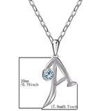 S925 Sterling Silver Alphabet with blue cubic zirconia Necklace Initial Jewelry For Women