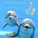 Happy Dolphins Jewelry Sterling Silver Good Luck  Dolphins Pendant Necklace for Christmas Birthday Gift for Women Girl