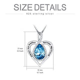 Mothers Birthday Gifts 925 Sterling Silver Always My Mother Forever My Friend Love Infinity Heart Pendant Necklace with Blue Crystal,Mom Daughter Jewelry Gifts