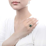 Rhodium Plated Sterling Silver Emerald Cut Cubic Zirconia CZ Statement Solitaire Cocktail Fashion Right Hand Ring