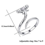 925 Sterling Silver Dragonfly Adjustable Ring Animal Ring for Women Animal Theme