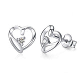 925 Sterling Silver Heart Stud Earrings Hypoallergenic Stud Earrings for Women