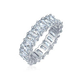 Art Deco Style AAA CZ Eternity Baguette Anniversary Wedding Band Cubic Zirconia Engagement Ring 925 Sterling Silver