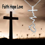 Sterling silver Faith hope love Cross Necklace Religious Jewelry Gifts for Women