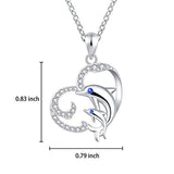 Happy Dolphins Jewelry Sterling Silver Good Luck  Dolphins Pendant Necklace for Christmas Birthday Gift for Women Girl