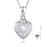 925 Sterling Silver Heart Cremation Jewelry Keepsake Angel Urn Necklace for Ashes : Forever in My Heart