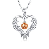 Angel Wings Rose Flower Pendant