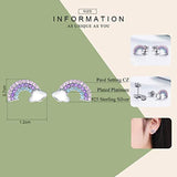 S925 Sterling Silver Rainbow Stud Earrings for Girls Women