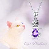 Sterling Silver Cat Pendant Necklace for Women Girls Gifts for Cat Lovers