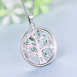 925 Sterling Silver Cubic Zirconia Tree Of Life Family Pendant Necklace