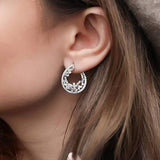 Rhodium Plated Sterling Silver Cubic Zirconia CZ Teardrop Cluster Medium Fashion Hoop Earrings