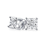 Geometric Cubic Zirconia CZ Square Princess Invisible Cut Stud Earrings For Men Women Sterling Silver