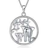 Silver Tree Of Life Elephant Pendant Necklace