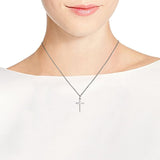 Simple Sleek Christian Cross .925 Sterling Silver Pendant Necklace