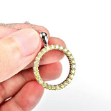 Ring Necklace, Open Circle Necklace in Sterling Sliver with Yellow Zircon Pendant Necklace Jewelry for Women Rolo Chain 18