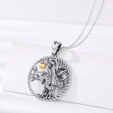 Giraffe Necklace S925 Sterling Silver Tree of Life Necklace with Love Heart Lock Cute Animal Giraffe Jewelry Gifts for Women Mom