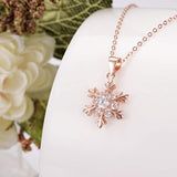 Women's 925 Sterling Silver CZ Winter Snowflake Adjustable Pendant Necklace Clear